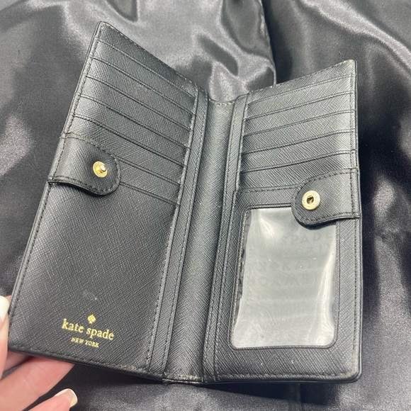 KATE SPADE NEW YORK HOT PINK WALLET WITH ICONIC NAME PLATE IN GOLD TONE - Picture 16 of 17